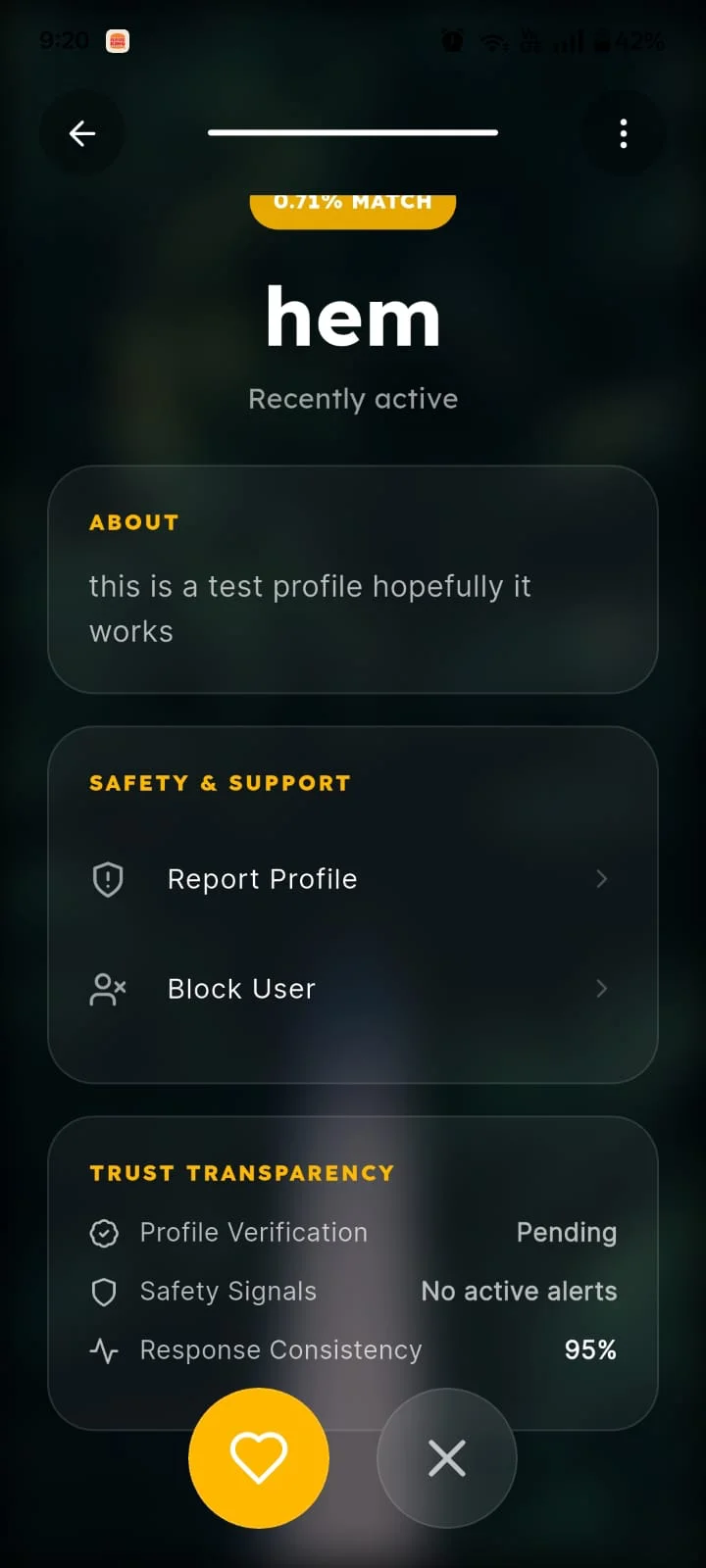 Blindly app — Revealed profile with Trust Transparency
